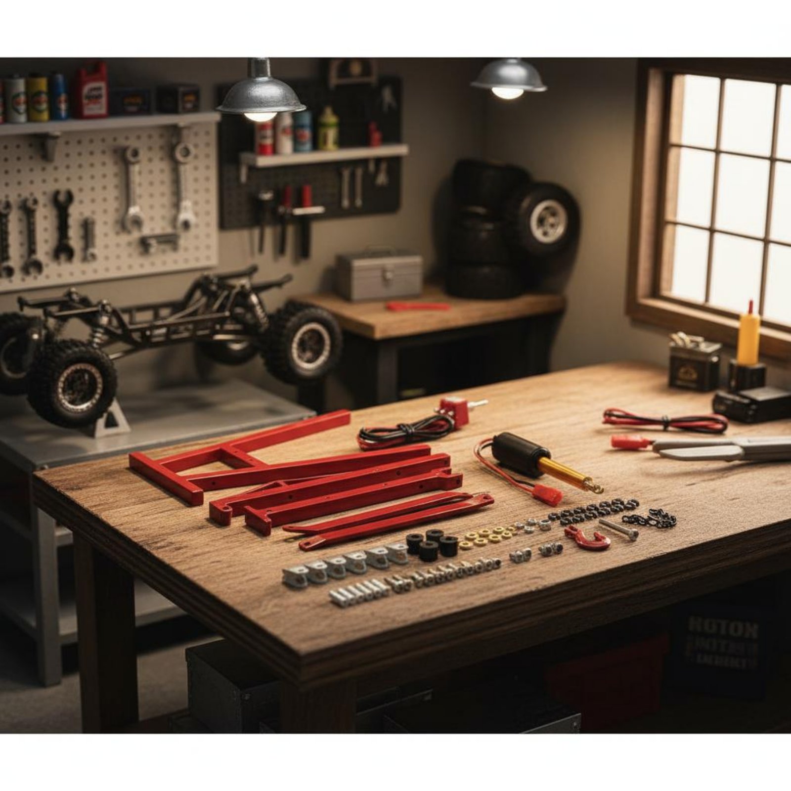 Rc Hobby Garage - 1/10 Maßstab Garagenset Hobby-Display-Requisite RC-Motorheber Modellauto-Heber